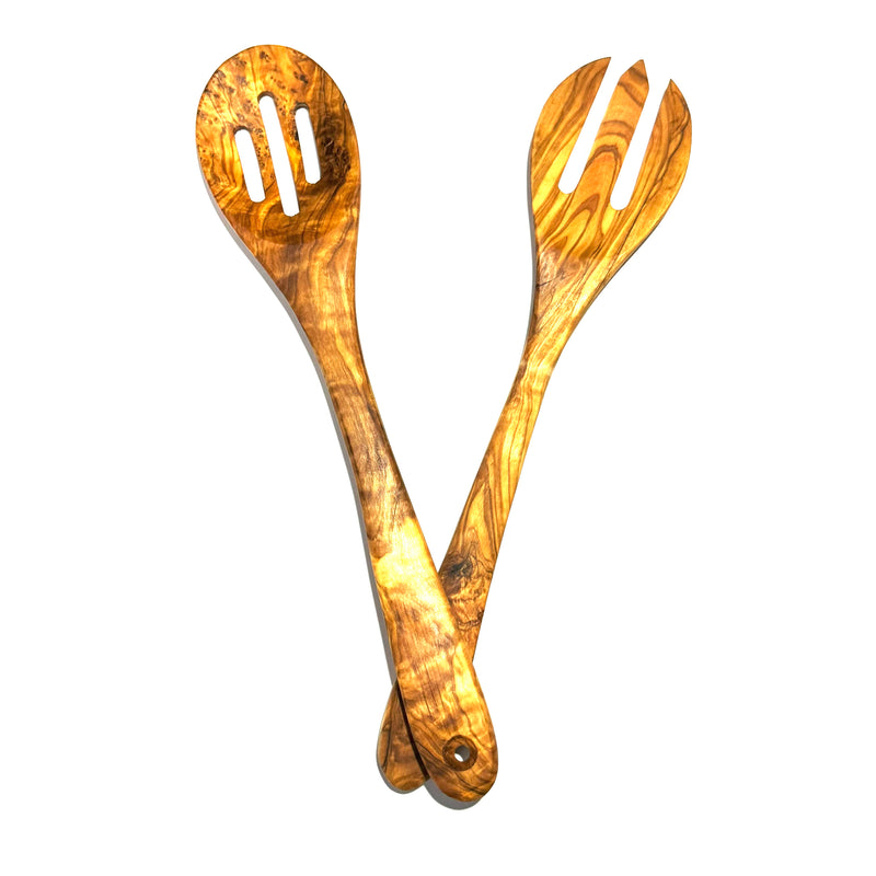 Olivewood Salad Serving Set (Slotted Spoon & Fork)